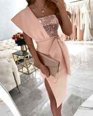 Hoobd Solid Short Sleeves Sheath Knee Length Party/Elegant Dresses