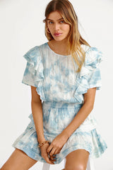 2023 Summer Short Sleeve Natasha Mini Dress Women Ruffled A-line Dress
