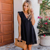 Hoobd Out V Neck Butterfly Sleeve Loose Dress