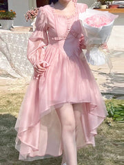 2023 Summer French Elegant Solid Fairy Dress Boho Beach Casual Sweet Y2k Dress Party Women Ruffle One Piece Dress Korean Fashion