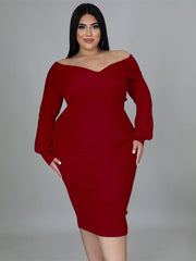 Elegante Sexy Backless Long Sleeve Plus Size Dress Chic Off Shoulder Party Evening Dress Vestidos De Mujer Elegantes Para Fiesta