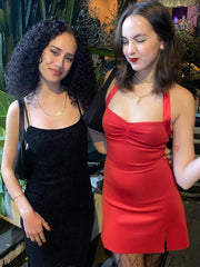 Hot Sexy Backless Bodycon Halter Slit Mini Dress for Women Summer Party Night Clubwear Sleeveless Elegant Skinny Short Dresses
