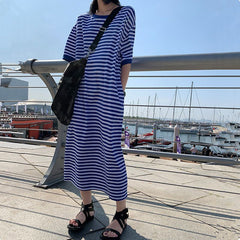 Short Sleeve Round Neck Loose All-match Dress