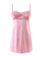 Hoobd pink satin slip dress women pinktuck details mini sexy women dress hollow out back chic ladies dress summer party