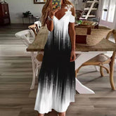 Hoobd Women Floral Print Maxi Dress Boho Lace Sling Hollow Out A Line Long Dress Ladies Casual Loose V-Neck Beach Party dress Vestidos