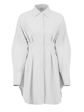 Autumn Winter Bodycon Dress Women Khaki Long Sleeve Pleated Shirt Dress Office Ladies Solid Lapel Casual Mini Dresss