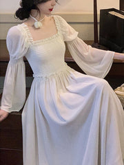 2023 Summer French Vintage Elegant Midi Dress Party One Piece Dress Korean Women Beach Style Even Party Dress Office Lady Chic