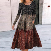 Vintage Fashion Pattern Print Boho Long Dress