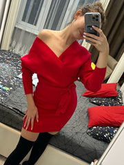 YuooMuoo Fashion Y2K Casual Vestidos Women Dress Autumn Winter Bodycon Knitted Sweater Dress Elegant Office Ladies Dress