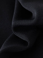 Women Round Neck Mid-Calf Thicken Sweater Dresses Patchwork Design Office Lady Black Slim Pullover A-LINE Skirts