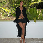 Summer Black Sheer Mesh Beach Dress