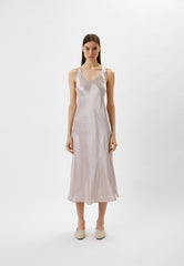 Women Vintage Elegant Satin All match Slim Party Dress Sleeveless Sexy V neck Solid High Street Casual Dress 2023 Summer New