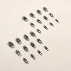 Y2k Fake Black Nail Long Ballet Reusable Adhesive Acrylic Press on set Nails Dark Acrylic Artificial False Nails Arts Tips 24pcs