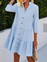 Elegant Commuter Plaid Print Dresses Women Stand-up Collar Single Breasted Cardigan Dressy Female Three Segment Half Sleeve Gown