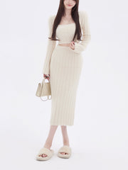 Autumn Sweater Knitted Suits Female Elegant 2 Piece Dress Korean Fashion Even Party Y2k Mini Dress Office Lady Short Skirts