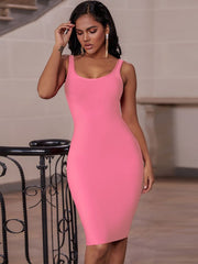 Elegant Sleeveless Bodycon Bandage Dress for Women 2023 Summer Basic Green Sexy Dresses Roung Neck Evening Club Party Dress Midi