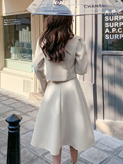 Autumn Winter Small Fragrance Two Piece Set Women Short Jacket Coat + Long Skirt Sets Korean OL 2 Piece Suits Ensemble Femme