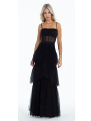 Hoobd Summer Women'S Dresses One-line Neck Suspender Sleeveless Solid Color Dress Sexy Open Back Mesh White Cake Long Dress