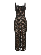 slant neck spaghetti strap dress