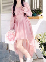 2023 Summer French Elegant Solid Fairy Dress Boho Beach Casual Sweet Y2k Dress Party Women Ruffle One Piece Dress Korean Fashion
