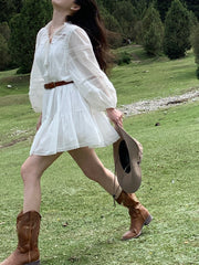 White Elegant Lace Mini Dress
