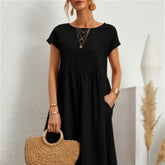 Elegant bodycon sexy cotton Women's dress for women summer A-line short sleeve boho midi dresses woman robe femme ladies