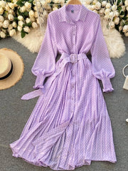 Spring Autumn Women Vintage Maxi Party Dress