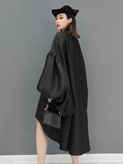 Fashion Solid Color Dress Women's Autumn 2023 New Round Neck Loose Batwing Sleeve Knee-length Dresses Female