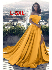 Elegantes Off Shoulder Plus Size Dress Women Sexy V-neck Luxury Backless High Waist Slit Evening Party Dress Vestidos De Fiesta