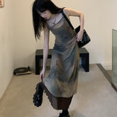 Vintage Tie Dye Print Mesh Dress