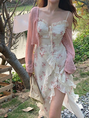 Summer Floral Sleeveless Midi Dress