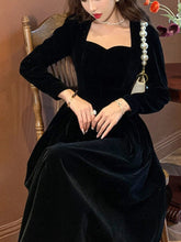 France Vintage Dress Women Autumn Winter Solid Retro Elegant Evening Party Midi Dress Long Slevee Korean Style Dress Fairy