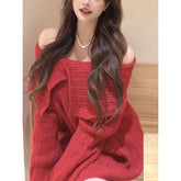 Autumn Design Sexy White Knitted Sweater Women Long Sleeve Pure Color Korean Fashion Y2k Clothing Elegant Pullover Female