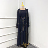 3 Piece Abaya Dubai Islam Turkey Bangladesh Muslim Sets Hijab Modest Dress Kaftans For Women Robe Femme Ensembles Musulmans