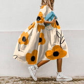 Women Floral Print Sundress Summer Elegant Loose O Neck Half Sleeve Long Dresses Female Beach Party Dress Vestidos Casual Robe