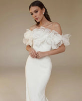 Elegant Off The Shoudler Handmade Flower Sheath Mermiad Wedding Dresses Custom Made Formal Party Grown 2024 Rode De Morrie