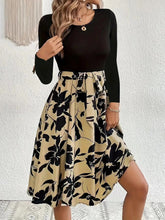Dresses For Women 2023 Autumn New Printed Long Sleeve O Neck Leace-up Vestidos Fashion Casual Beach Party A Line Dress MsChuh