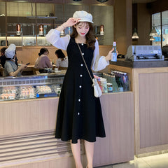 Black Aesthetic Party Summer Light Dress Casual Bag Hip Wrap Vintage Fashion Elegant Women's Dresses Loose Midi Korean Tunics