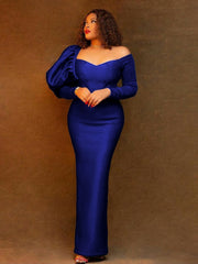 Cocktail Dresses For Women Evening Party Off Shoulder Bodycon Dresses Long Sleeve High Waist Evening Party Outfits for Women Autumn Cocktail Event Gowns Large Size 4XL