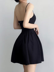 Basic Slim Slash Neck Sleeveless Mini Dresses