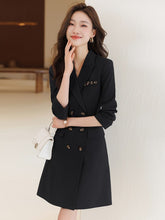 Fashion Korean Black Dress 2023 Fall and Winter New High-quality Office Women's Blazer Elegant Temperament Double-breasted Dress