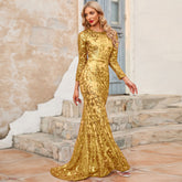 Gorgeous Ball Gown Evening Party Sequin Glitter Prom Dress Plus Curve Size Cocktail Lady Robe De Mother Of The Bride Dresses