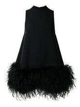 Feather Fur Dress For Women O Neck Sleeveless Loose Tassel A Line Dresses Female Streetwear Summer Fashion New