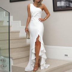 Elegant One Shoulder Bandage Dress Sexy Sleeveless Bodycon Club Celebrity Evening Runway Party Long Outfits Women Dresses