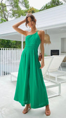 Women Sexy Off Shoulder Strap Sleeveles Jumpsuits Summer New High Waist Casual Wide Leg Straight Cotton Linen Elegant Overalls