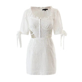 Sexy White Lace Embroidery Hollow Out Dress