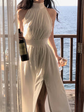 2023 Summer Turtleneck Beach Party Midi Dress Women Casual Elegant Sleeveless Dress Office Lady Pure Color One Piece Dress Korea
