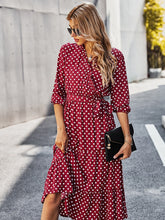 Hoobd Autumn Winter Dot Bandage Dress Women Casual Ruffles V Neck High Waist Slim Print Long Dress New Fashion