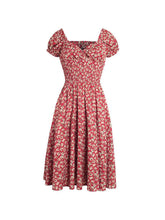 Vintage Print Puff Sleeve Summer Beach Sweet Dress