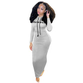 Autumn Winter Hooded Long Dress Women Long Sleeve Bodycon Dresses 2023 Fashion Clothes Hoodie Casual Solid Streetwear Clothing